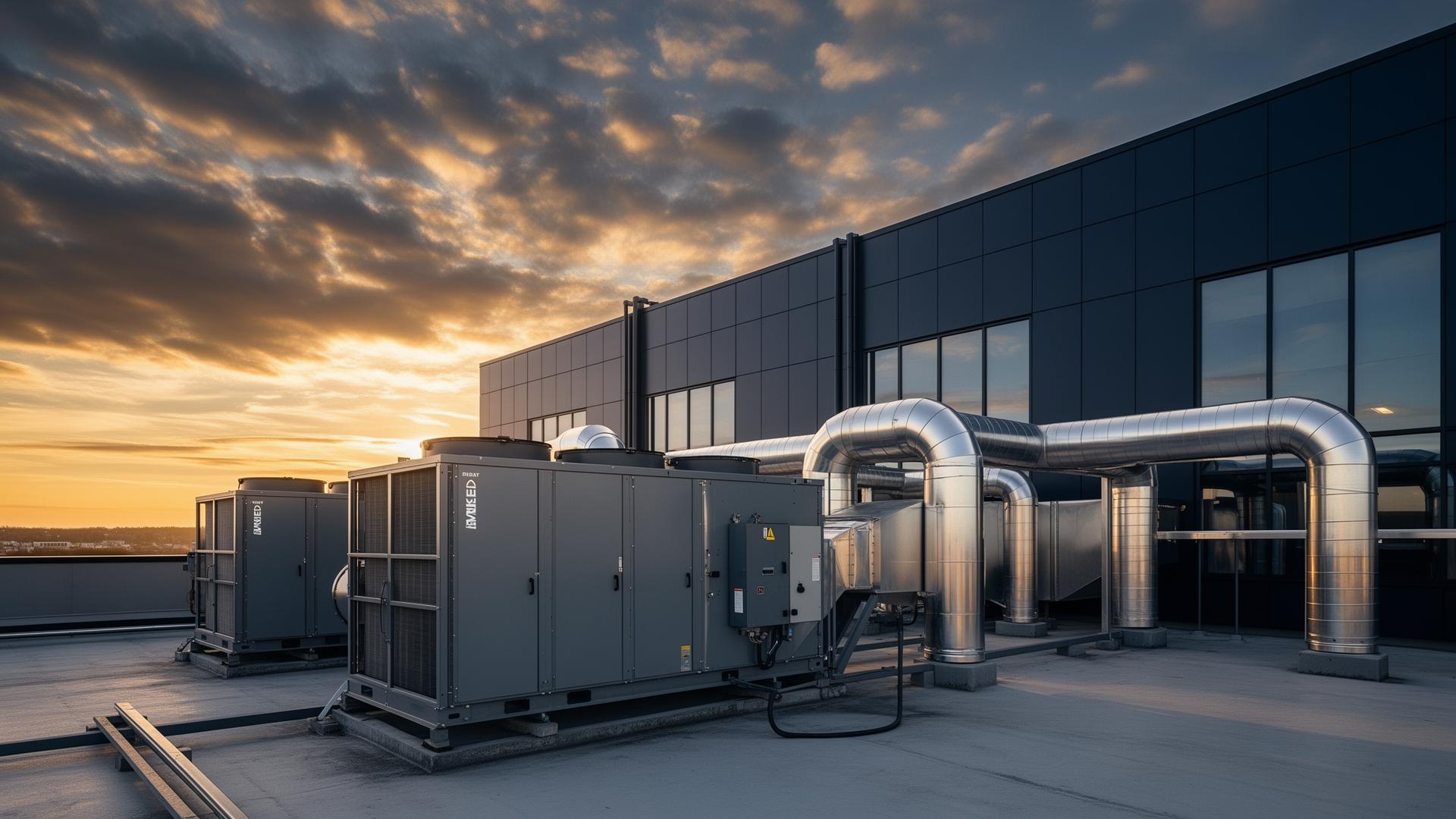 Commercial HVAC rooftop installation